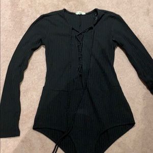 Black long sleeve bodysuit